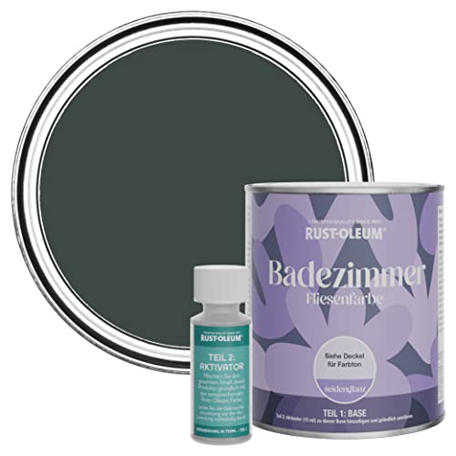 Rust-Oleum wasserbeständiger Fliesenlack für das Badezimmer in seidenglänzendem Finish - Schwarzer Sand 750ml von Rust-Oleum