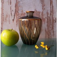 Füger & Taube, Vintage Rauchglas Vergoldete Vase, Neuwertig#15 von RustDustPast