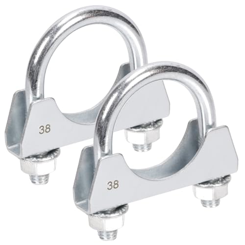 Rustark 2 Stück 38mm Edelstahl Bügelschelle Rohrschelle Auspuffschelle Edelstahl Runde Rohrbügelschelle U-förmige Bügelschelle Spezialschelle Pipe Clamp für Auspuffrohr von Rustark