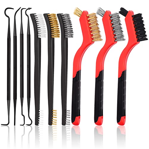 Rustark 10-teiliges 17,8 cm Drahtbürsten mit Werkzeug-Set mit Messing-Nylon-Edelstahl-Borsten, Bürstenkopf und doppelseitiger Reinigungsbürste, Scheuerdrahtbürste zum Entfernen von Rostflecken Rustark 10-teiliges 17,8 cm Drahtbürsten mit Werkzeug-Set mit Messing-Nylon-Edelstahl-Borsten, Bürstenkopf und doppelseitiger Reinigungsbürste, Scheuerdrahtbürste zum Entfernen von Rostflecken von Rustark