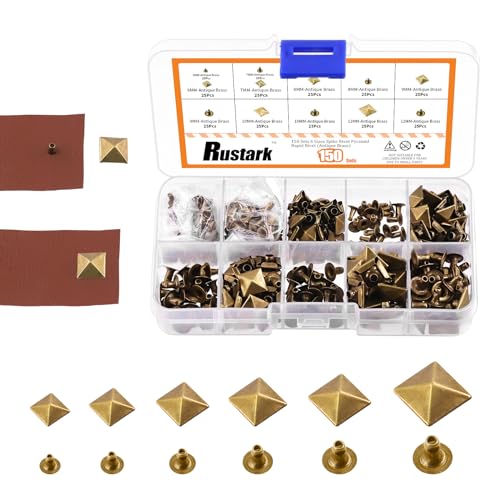 Rustark 150 Sets 6 Größen Antike Messing Pyramidennieten Spitzenieten Pyramide Punk Spike Nieten Set Pyramide Rapid Nieten Studs Set für DIY Leder Handwerk Dekorationen 6mm 7mm 8mm 9mm 10mm 12mm Rustark 150 Sets 6 Größen Antike Messing Pyramidennieten Spitzenieten Pyramide Punk Spike Nieten Set Pyramide Rapid Nieten Studs Set für DIY Leder Handwerk Dekorationen 6mm 7mm 8mm 9mm 10mm 12mm von Rustark