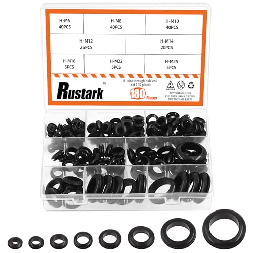 Rustark 180 Stück 8 Größen schwarzes Gummitüllen Sortiments set Gummitüllen Kit Gummi Kabeldurchführung Gummistopfen Elektrischer Leiter Dichtungsring Rubber Grommet für Kabelschutz Rustark 180 Stück 8 Größen schwarzes Gummitüllen Sortiments set Gummitüllen Kit Gummi Kabeldurchführung Gummistopfen Elektrischer Leiter Dichtungsring Rubber Grommet für Kabelschutz von Rustark