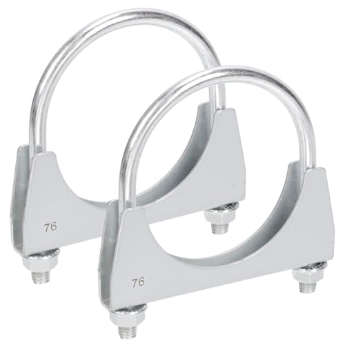 Rustark 2 Stück 76mm Edelstahl Bügelschelle Rohrschelle Auspuffschelle Edelstahl Runde Rohrbügelschelle U-förmige Bügelschelle Spezialschelle Pipe Clamp für Auspuffrohr von Rustark