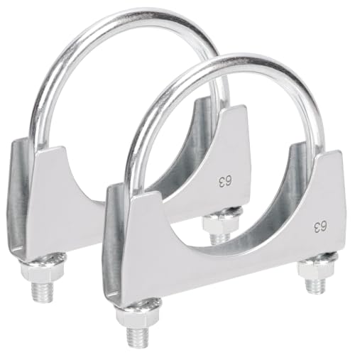 Rustark 2 Stück 63mm Edelstahl Bügelschelle Rohrschelle Auspuffschelle Edelstahl Runde Rohrbügelschelle U-förmige Bügelschelle Spezialschelle Pipe Clamp für Auspuffrohr von Rustark