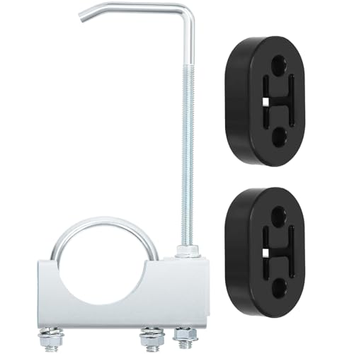 Rustark 3 Stück 2,5" 63,5MM Auspuffschelle mit Gummi Auspuff Halterung Auspuffhalterung Schwerlast Universelle Exhaust Clamp Abgasklemme Auspuffklemme mit Aufhänger für Auto LKW Auspuffsysteme von Rustark