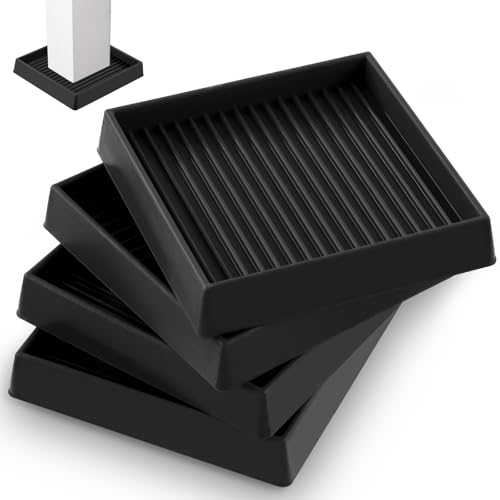 Rustark 4 Stück 100mm Schwarz Quadratisch Möbeluntersetzer Möbelräder Stopper Rutschfest Möbelstopper Schutzkappen Möbelrollenauflage Möbelpolster Antirutsch Pads Floor Protector für Bett Tische Stuhl von Rustark