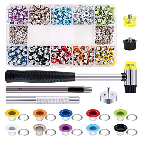 Rustark 500 Stück Ösen Set 5mm Ösen Metallösen Set mit Werkzeug Eyelet Grommet Kit in Aufbewahrungsbox für Kleidung, Schuhe, Tasche, Handwerk, DIY-Projekte (10 Farben) von Rustark