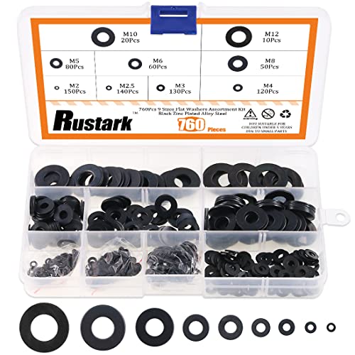 Rustark 550 Stück 9 Größen 304 Edelstahl flache Unterlegscheiben Sortiment Hardware Set – M2 M2.5 M3 M4 M5 M6 M8 M10 M12 760PCS Black Zinc Rustark 550 Stück 9 Größen 304 Edelstahl flache Unterlegscheiben Sortiment Hardware Set – M2 M2.5 M3 M4 M5 M6 M8 M10 M12 760PCS Black Zinc von Rustark