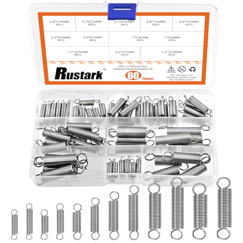 Rustark 60 Stück 12 Größen Edelstahl Zugfedern Sortiment Kit Federn mit Haken Druckfedern Mechanisch Spannfedern Stahlfedern Federn Sortiment Set Kit Extension Spring Assortment Rustark 60 Stück 12 Größen Edelstahl Zugfedern Sortiment Kit Federn mit Haken Druckfedern Mechanisch Spannfedern Stahlfedern Federn Sortiment Set Kit Extension Spring Assortment von Rustark