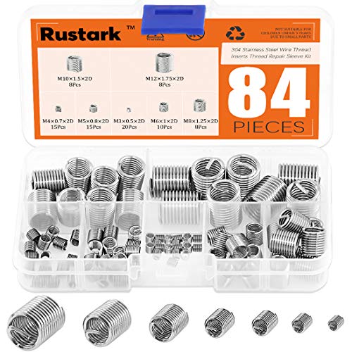 Rustark 84 Stück 304 Edelstahl Gewindereparatur Gewindeeinsätze Helicoil Set Gewinde Reparatur Heli Coil Sortiment Kit Metrisch M3 M4 M5 M6 M8 M10 M12 von Rustark