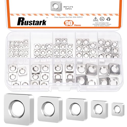 Rustark 90Pcs M3 M4 M5 M6 M8 Vierkantmuttern Sortiment Set 304 Edelstahl Metrisches Vierkantmuttern Quadratmutter Einlegmutter Square Nuts für Industrielle Maschine Rustark 90Pcs M3 M4 M5 M6 M8 Vierkantmuttern Sortiment Set 304 Edelstahl Metrisches Vierkantmuttern Quadratmutter Einlegmutter Square Nuts für Industrielle Maschine von Rustark
