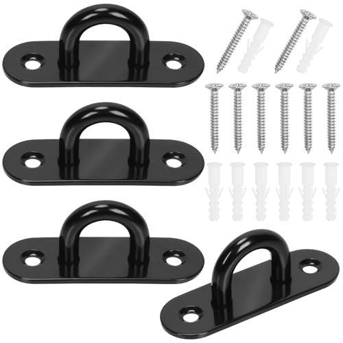 Rustark Deckenhaken Ösenplatte Marine-Hardware Klammerhaken Schlaufenschrauben (Black M8 Oval shape) von Rustark