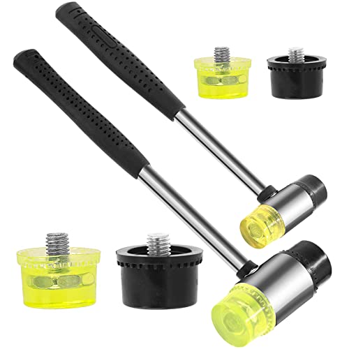Rustark 6 Stück 2er Pack 25 mm 35 mm Doppelkopf Gummihammer Doppelkopfhammer Ppelkopf Gummihammer Schmuckhammer mit 4 Ersatzköpfen Nylon Hammerwerkzeug für Schmuck, Lederhandwerk, Bodenbeläge von Rustark