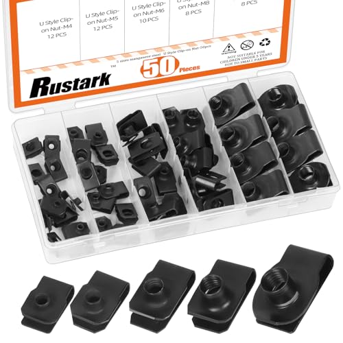 Rustark Gewinde Clip Mutter Set U-Typ Blechmuttern für Auto (black carbon steel 5 sizes) von Rustark