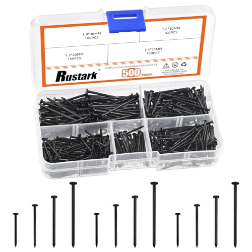 Rustark Nägel Wand Hardware Nagel Sortiment Set Bilder Nägel Aufhängen zum Bilderrahmen Holzbearbeitung (black flat head nails) von Rustark