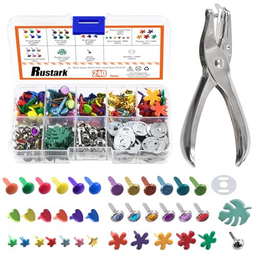 Rustark 240Pcs 9 Styles Multicolor Split Pins Paper Fasteners Brads Assortment Kit with Washer and Hole Punch, Metal Brad Fastener Mini Brad for Scrapbooking Decorative Paper Crafts School DIY Project Rustark 240Pcs 9 Styles Multicolor Split Pins Paper Fasteners Brads Assortment Kit with Washer and Hole Punch, Metal Brad Fastener Mini Brad for Scrapbooking Decorative Paper Crafts School DIY Project von Rustark