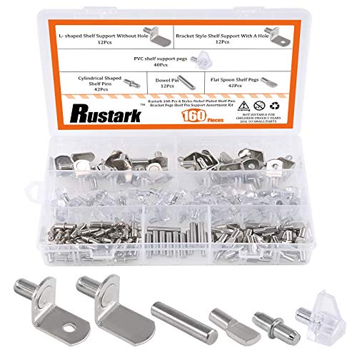 Rustark 160 Stück 6 Stile Regalträger Stützen Schrank Bücherregal Supportt Unterstützung Sortiment für Regallöcher Möbel Schrank von Rustark