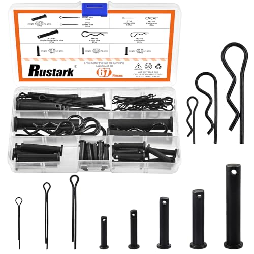 Rustark Splint Haarnadel und R-förmige Clips Sortiment Splitter Clip Kit Stecknadel Flachkopf Pin mit Loch Position Pin T-förmig Sortiment Set für Automobil Mechaniker (67pcs various sizes) von Rustark