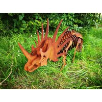 Rostiger Metall Dinosaurier Styracosaurus - 3D Garten Ornamente Kunst Dino Jurassic Park T-Rex Triceratops von RustedBanana