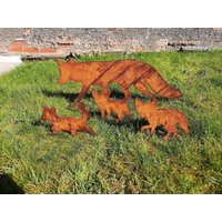 Rostige Metall Fuchs Familie - Garten Dekoration Kunst Geschenk Stahl Rusty Fox von RustedBanana