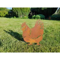 Rusty Metal Huhn - Garten Ornamente Kunst Hahn Henne Tiere Vom Bauernhof von RustedBanana