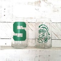 Msu Spartan Trinkglas Dose - Sammlerglas Offiziell Lizenziertes Produkt # 8115 College Wohnheim Studenten Fan Geschenk Abschlussgeschenk von RustedRoost