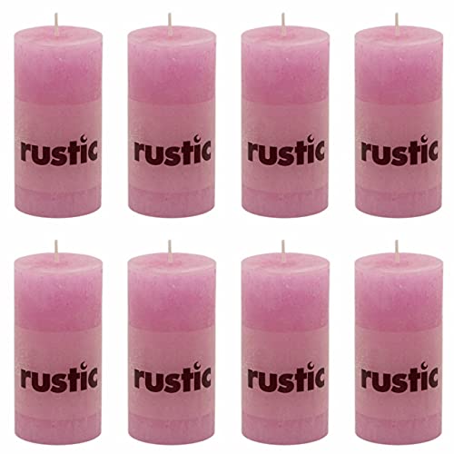8 Stück RUSTIC Stumpenkerzen 100x50 mm Rustik Kerzen durchgefärbt (Pink (Rose)) von Rustic