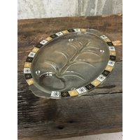 Fleisch Tablett, Schnitztablett, Gepresste Glasplatte, Schnitzplatte, Mid Century Modern, Atomic Starburst, Glas Ovales Glas, Fleischplatte von RusticBuckets