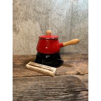 Retro Fondue Set, Käse Fondue, Rotes Vintage Emailleware, Topf, Mod Mid Century Modern von RusticBuckets