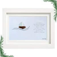 'ein Vater Ist Weder Anker Noch Segel, Sondern Ein Guiding Light' Zitat - Sea Glass Art Frame | Geschenk Zum Vatertag von RusticDesignzCDN