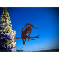 Äußeres Rustikales Rostiges Metall Eisvogel Zweig Wasservogel Garten Zaun Topper Yard Art Torpfosten Skulptur Geschenk von RusticGardenArtShop