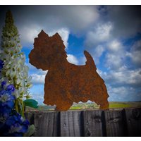 Äußeres Rustikales Rusty Metal Westie West Highland Terrier Hund Haustier Tier Garten Pfahl Zaun Topper Wand Zeichen Yard Art Skulptur Geschenk von RusticGardenArtShop