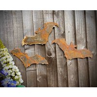 Äußeres Rusty Rustikales Metall Fledermaus Fledermäuse Garten Kunst Wand Zaun Topper Tor Yard Skulptur Geschenk von RusticGardenArtShop