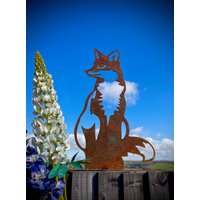 Aussen Rustikale Metall Fuchs Foxy Garten Skulptur Blumenbeet Gemüsebeet Hühnerhof Jagd Zwinger Wildlife Geschenk von RusticGardenArtShop