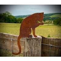 Außen Rustikale Rostige Metall Katze Waschen Feline Gartentor Post Skulptur Geschenk Außen Rustikale Rostige Metall Katze Waschen Feline Gartentor Post Skulptur Geschenk von RusticGardenArtShop