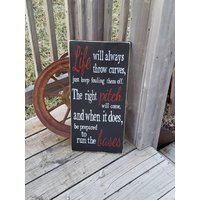 Baseball Softball Zeichen - Wenn Das Leben Wirft Sie Kurven Plaque Geschenk Für Baseball-Spieler Baseball-Familie Inspiration Zitieren von RusticLaneCreations