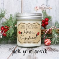 Frohe Weihnachten Soja Wachs Weihnachtskerze Handmade Saubere Verbrennung 3 Größen Mit Geschenkbox Wählen Sie Einen Duft von RusticSugarCreekCo