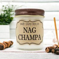 Nag Champa Duftkerze Aus Sojawachs, Handgefertigt, Sauberes Abbrennen, 3-Größen Mit Geschenkbox, Patschuli von RusticSugarCreekCo