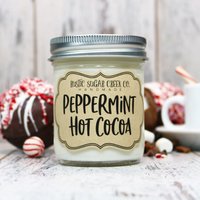 Pfefferminz-Kakao-Duftende Soja-Wachskerze Handgemachtes Sauberes Brennen 3 Größen Mit Geschenkbox-Schokoladen-Vanille-Cane von RusticSugarCreekCo