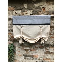 Grau Beige Fenster Jalousie Roll Up Volant Vorhang Moderne Bauernhaus Französisch Land Cafe Benutzerdefinierte Größe Wohnzimmer von RusticTale
