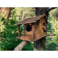 Eichhörnchen Haus Braun Box Home Hotel, Einzigartiger Rustikaler Handgemachter Garten Decore Nistkasten Condo Für Eichhörnchen Squrriel von RusticWoodenPoland