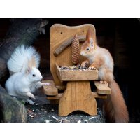 Rustikaler Picknicktisch Aus Holz Eichhörnchen Feeder | Handgemachtes Eichhörnchen Geschenk von RusticWoodenPoland
