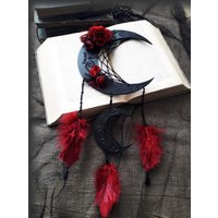 Schwarzer Halbmond Traumfänger Gothic Wanddeko Schwarzer Halbmond Traumfänger Gothic Wanddeko von RustikaRo
