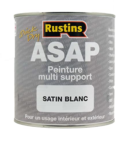 Rustin's ASAP – MultiPurpose schnell trocknende Satin-Farbe – Innen- und Außenbereich – Weiß – 500 ml (ASAPWH500FR) von Rustins