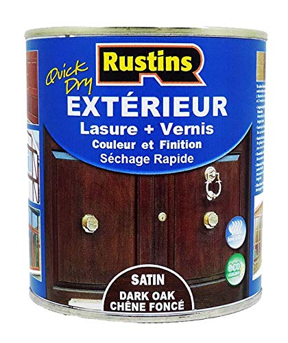 Rustins - Außen Lasur + Holzlack - schnell trocknend - Eiche dunkel satiniert - 500 ml - 15 m²/l - (ESDO500FR) von Rustins