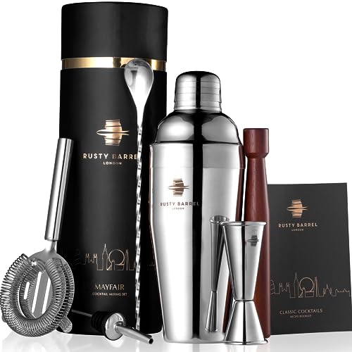 Rusty Barrel Mayfair Cocktail Set – Cocktail Shaker Set mit Edelstahl Cocktail Shaker und Cocktail Zubehör | Cocktail Mix Set In Einer Luxuriösen Geschenkbox Rusty Barrel Mayfair Cocktail Set – Cocktail Shaker Set mit Edelstahl Cocktail Shaker und Cocktail Zubehör | Cocktail Mix Set In Einer Luxuriösen Geschenkbox von Rusty Barrel