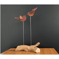 Gerostete Metall Vögel Auf Ast - Rustikale Haus & Garten Dekoration Regal Ornament von RustySparrowDesign