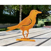Verrosteter Metall Krähe Zaun Topper - Yard Art Decor Hof Kunst Vogel Rabe Garten Rustikale Gartengestaltung Ornament von RustySparrowDesign