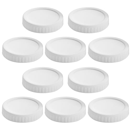 10 Stück Einmachglas-Deckel mit breiter Öffnung, Einmachglas-Deckel, auslaufsichere Aufbewahrungsdeckel mit Silikon-Dichtungsring für die Aufbewahrung in der Küche, 86 mm Weiß von Rutaqian