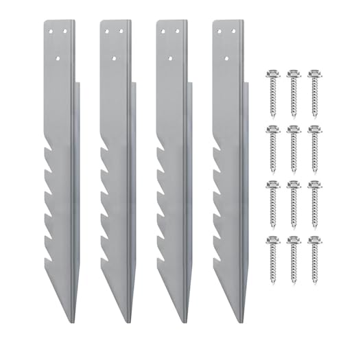 4pcs Zaun nach Spikes mit 12 Schrauben, 40 cm Reparaturkit, schweres Metallzaun der Unterstützung, rostresistent und leicht zu installieren, um Zäune Hecken reparieren, die Holzpfosten Silber von Rutaqian